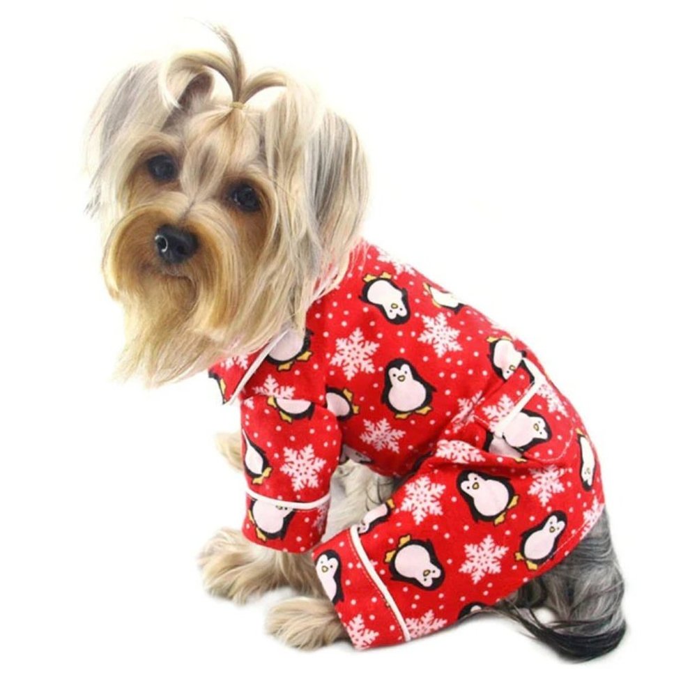 Penguins Flannel Dog Jammies SIZE LARGE